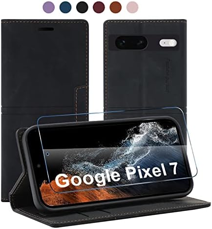 13 bezelye Google Pixel 7 için Kılıf (2022 Yayınlandı), 1 Temperli Cam Ekran Koruyuculu İnek Derisi deri Cüzdan kılıf,