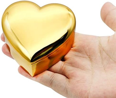 Hsıwto Küçük Klasik Vintage Kalp Şekli Metal Mücevher Kutusu Yüzük Biblo Depolama Organizer Kutu Noel Hediyesi, altın