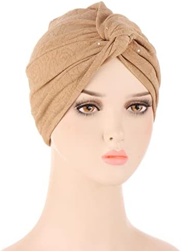 Bayan Önceden Bağlı Türban Şapkalar Bohemian Fırfır Bere Şapka Sıkı Başörtüsü Kadınlar için Pilili Müslüman Kafatası