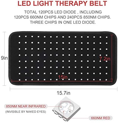 LOVTRAVEL yeni 660nm LED kırmızı ışık ve 850nm yakın kızılötesi ışık terapisi cihazları büyük pedleri kemer giyilebilir