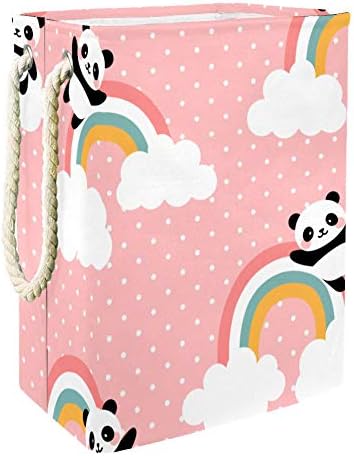 Mutlu Sevimli Panda Gökyüzünde Uçan 300D Oxford PVC Su Geçirmez Giysiler Sepet Büyük çamaşır sepeti Battaniye Giyim