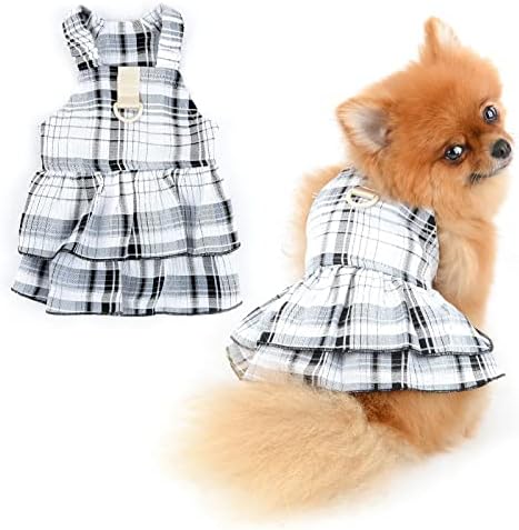 PAİDEFUL Küçük Kız Köpek Elbise Ekose Sundress Prenses Yumuşak Rahat Köpek Giysileri Kolsuz Kazak Kediler Kostüm D-Ring