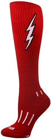 Beyaz Diz Boyu Deli Cıvata Futbol Çorapları ile MOXY Çorap Gençlik Kırmızı