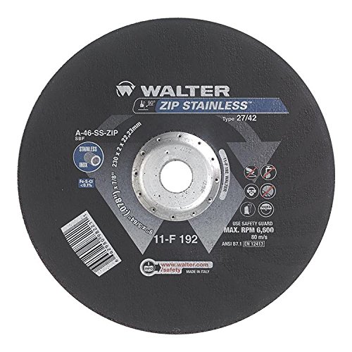 Walter 11F052 Fermuarlı Paslanmaz Kesme Çarkı - [25'li Paket] 60 Kum, Tip 1, 5 inç.