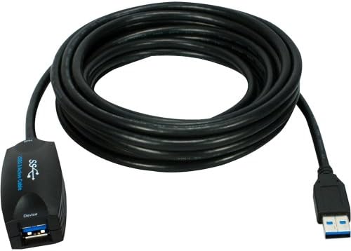 QVS USB Uzatma Kablosu, 16', Siyah (USB3-RPTR)