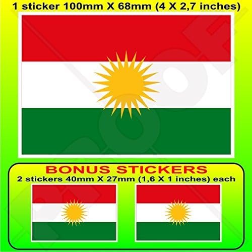 Bayrak, Kürt Alaya Rengin Kürtçe 4 (100mm) vinil yapışkan, Çıkartma x1+2 Bonus.