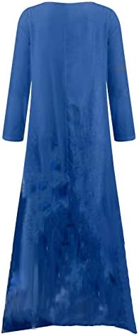 ZEFOTİM Elbiseler Kadınlar için 2023 Uzun Kollu V Boyun Çiçek Fırfır Artı Boyutu Katmanlı Vintage Boho Casual Maxi