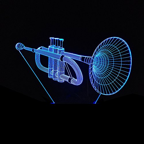 3D Kısa Trompet Gece Lambası Illusion Lamba 7 Renk Değişimi LED Dokunmatik USB Masa Hediye Çocuk Oyuncakları Dekor