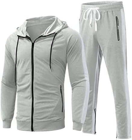 XXBR Eşofman Mens için, sonbahar Kış Yan Şerit 2 Parça Kıyafetler Set Kapşonlu Ceketler Sweatpants Egzersiz spor takımları