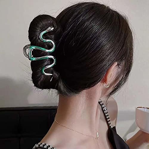 N / A Kavisli Yeşil Yılan Şekli Kapmak Klipler Kadınlar Bireysellik Gelişmiş saç tokaları Aksesuarları Başın arkası