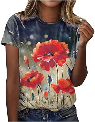 Salon T Shirt Kadın Kısa Kollu Tekne Boyun Karahindiba Kır Çiçeği Papatya Çiçek Grafik Bluzlar Tee Genç Kızlar
