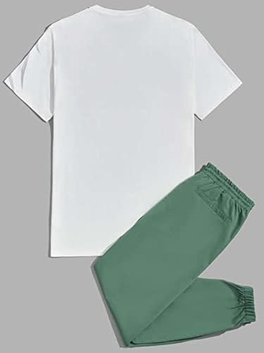 FDSUFDY Iki Parçalı Kıyafetler Erkekler ıçin Erkekler Aslan Baskı Tee ve Mektup Grafik İpli Bel pantolon seti (Renk: