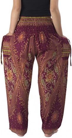 Lannaclothesdesign kadın Önlüklü Bel Boho Flowy Yoga Harem Pantolon Hippi Giysileri