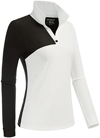JACK SMİTH kadın Uzun Kollu Golf Gömlek Renk Blok Polo Gömlek Tenis Atletik Gömlek Hızlı Kuru