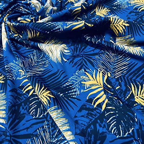 TelasLycraCom - (Hawaii Tropik Çiçekler Mavi Baskı) Sürekli Yard x 60 İnç, Mayo Giyim için Mükemmel Ağırlığa Sahip