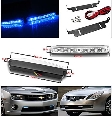 ZMAUTOPARTS Halo Projektör Farlar Siyah / Duman w / 6 Mavi LED DRL ile Uyumlu 2007-2013 Toyota Tundra