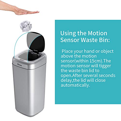 35L Akıllı Hareket Sensörü Otomatik çöp tenekesi çöp kutusu Gümüş
