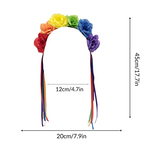 ujktvba 1 ADET Gurur Gökkuşağı Kafa Bandı Gül Çiçek Taç Boho Kadınlar için Lgbtq Biseksüel Gurur Parti Malzemeleri