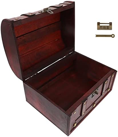 LIOOBO El Yapımı Küpe Vintage Ahşap Mücevher Kutusu Hazine Takı Göğüs Antik Küçük Ahşap kapaklı kutular Hatıra Organizatör