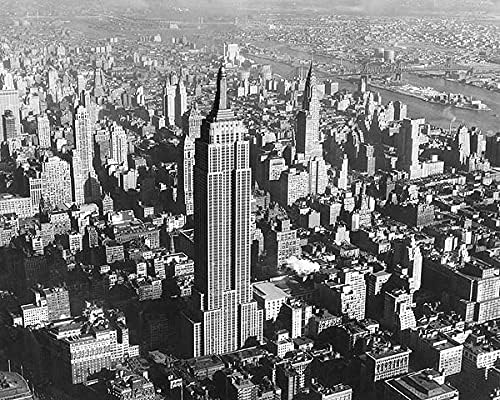 Empire State ve Chrysler Binası, New York 11x14 Gümüş Halide Fotoğraf Baskısı