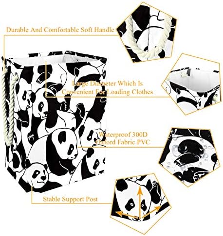 19.3 Bağlantısız çamaşır sepeti Kirli Giysiler Sepet Katlanabilir Ev Kreş Üniversite Daire Ofis Siyah Beyaz Panda