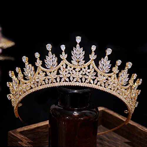 FASNAHOK CZ Düğün Tiaras ve Taçlar Kadınlar için Gelin Prenses Tam Kübik Zirkonya Kristal Headpieces için Tatlı 16