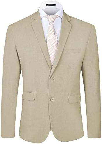 MAGE ERKEK erkek rahat keten Blazer Slim Fit takım elbise ceket iki düğme hafif spor ceket