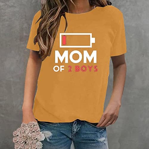 Anne 2 Erkek Gömlek Hediye Oğlu Anneler Günü Doğum Günü Kadın T-Shirt Tunik Yaz Üst 2023 Bluz TShirt O U Boyun Gevşek