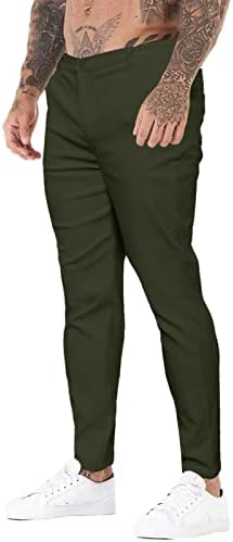 MorwenVeo Erkek Sıska Streç rahat pantolon Slim Fit takım elbise pantalonları Temel Düz Renk Sweatpants