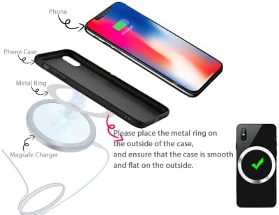Wannap Manyetik Kablosuz Şarj Cihazı Evrensel Metal Halkalar,iPhone 13/12 Pro/Max/Mini Kılıf ve Samsung Galaxy'de