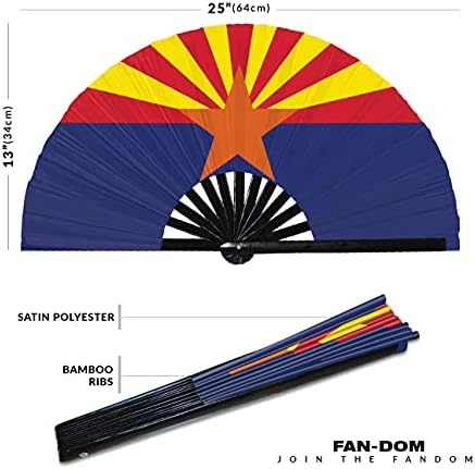 Arizona Bayrağı ABD Devlet Katlanır el fanı, Amerikan Devletleri Bayrağı Büyük Bambu El Fanı, En Dayanıklı Saten UV