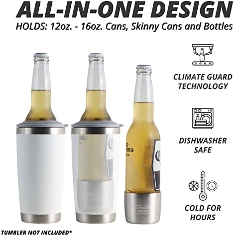 Tumbler Buddy Yalıtımlı Kutu Tutucu-Vakumla Kapatılmış Paslanmaz Çelik-Soğuk içecekler için Bira Şişesi İzolatörü