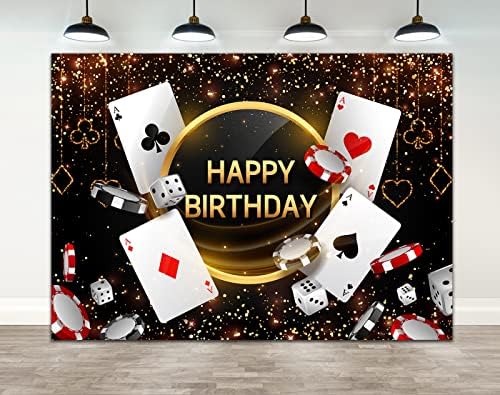 Ticuenicoa 9×6ft Casino Doğum Günü Backdrop Las Vegas Casino Gece Erkekler Mutlu Doğum Günü Fotoğraf Arka Plan Zar