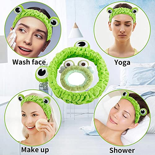 Kadınlar Kızlar için 3 ADET Sevimli Kurbağa Makyaj Spa Kafa Bandı Yüz Yıkama Bandı Lovey Yeşil Hayvan Bantlar Mercan