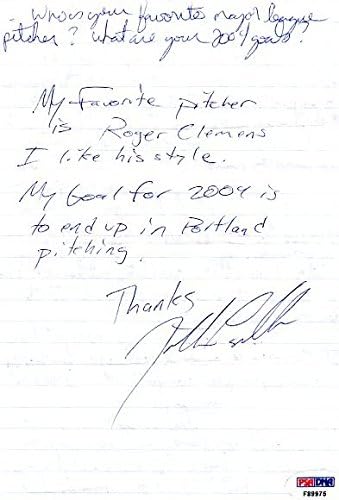 Phillies Jonathan Papelbon 6X9 Küçük Lig Mektubu İmzaladı PSA / DNA F89975