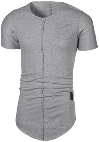 Erkekler Kas T-Shirt Pilili Raglan Kollu Vücut Geliştirme Spor Tee Kısa Kollu Moda Egzersiz Gömlek Longline Hipster
