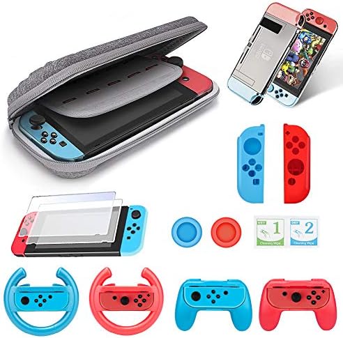 Nintendo Anahtarı için Aksesuar Seti Paketi, 1x taşıma çantası, 2x Kavrama seti,2x Direksiyon Simidi, anahtar için