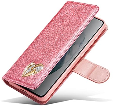 XYX Cüzdan Kılıf Samsung S23 Ultra, Bling Glitter Parlak Aşk Elmas PU Deri Flip Case Kadın Kızlar için Galaxy S23