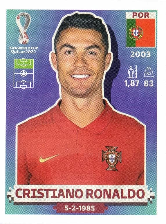 2022 Panini Dünya Kupası Çıkartmaları POR18 Cristiano Ronaldo Portekiz Futbol Çıkartması