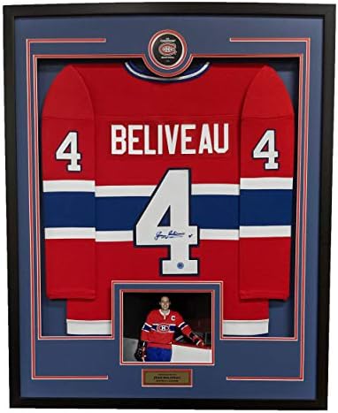 Jean Beliveau İmzalı Montreal Canadiens 36x44 Forma Çerçeve İmzalı NHL Formaları