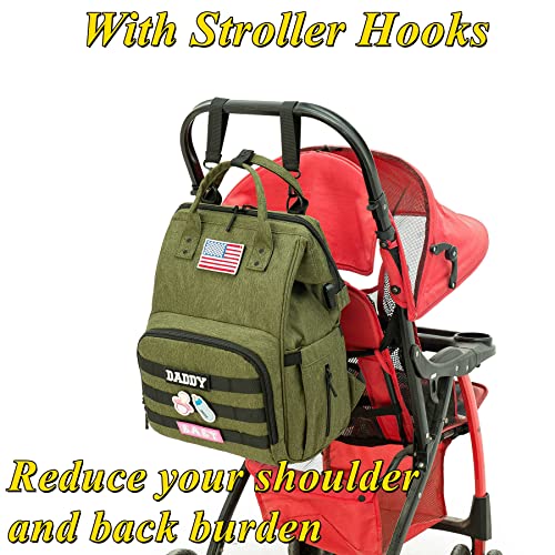 QWREOIA bebek bezi çantası Sırt Çantası ile USB şarj portu Arabası Sapanlar ve Yalıtımlı Cep, taktik ordu askeri Seyahat