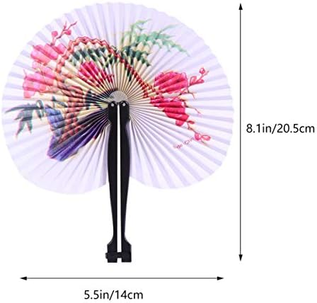 NUOBESTY Mini El Fan Yuvarlak Katlanır Fanlar Kağıt Kuş Baskılı Çin Tarzı El Fanlar Dekoratif Asılı Kağıt Fanlar Parti