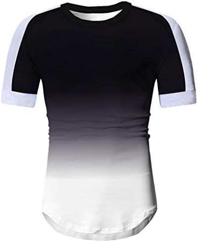 SPE969 erkek O-boyun Kısa Kollu Gömlek, Yaz Rahat Moda Patchwork Degrade tişört Üst Beyaz