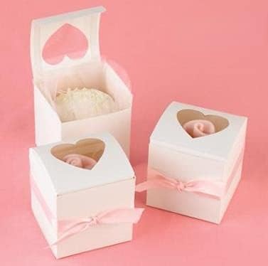 Crysdaralovebi 120 adet Temizle Kalp PVC pencere Kağıdı Tek Cupcake Kek Kutusu Düğün Favor Hediye Kutuları Şeker Düğün