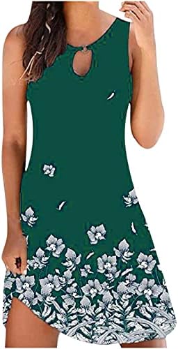 Fragarn Yaz Elbiseler Kadınlar için 2022 Boho Kolsuz Sevimli Çiçek Baskı Kesme v Boyun Gömlek Elbiseler Bir Çizgi