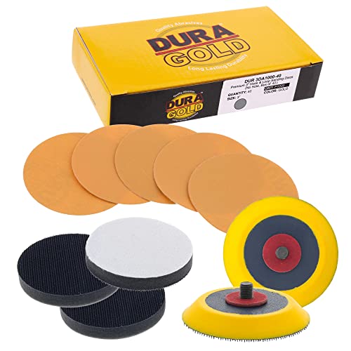 Dura-Gold 3 Zımpara Diskleri - 1000 Grit, Kanca ve Halka DA Destek Plakası ve Yumuşak Yoğunluklu Arayüz Pedi