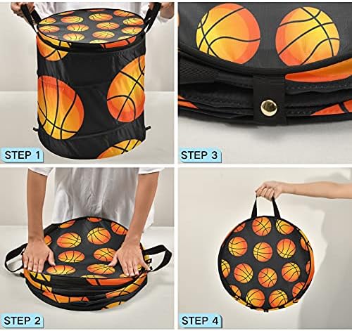 Topları Basketbol Pop Up çamaşır sepeti Fermuarlı Kapaklı katlanır çamaşır sepeti Kolları İle Katlanabilir Depolama