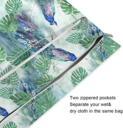 ZZXXB Tavuskuşu palmiye yaprağı Su geçirmez ıslak Çanta Kullanımlık Bez Bebek Bezi Islak Kuru fermuarlı çanta Cep