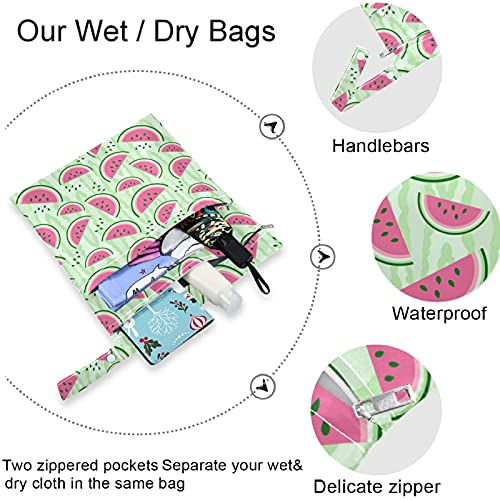 visesunny Karpuz Dikişsiz desen Fermuarlı cepli 2 adet ıslak çanta Yıkanabilir Kullanımlık Seyahat için geniş Bebek