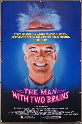 İki Beyinli Adam (1983) Orijinal Warner Brothers Tek Sayfalık Film Afişi 27x41 Katlanmış Çok İyi Durumda STEVE MARTİN